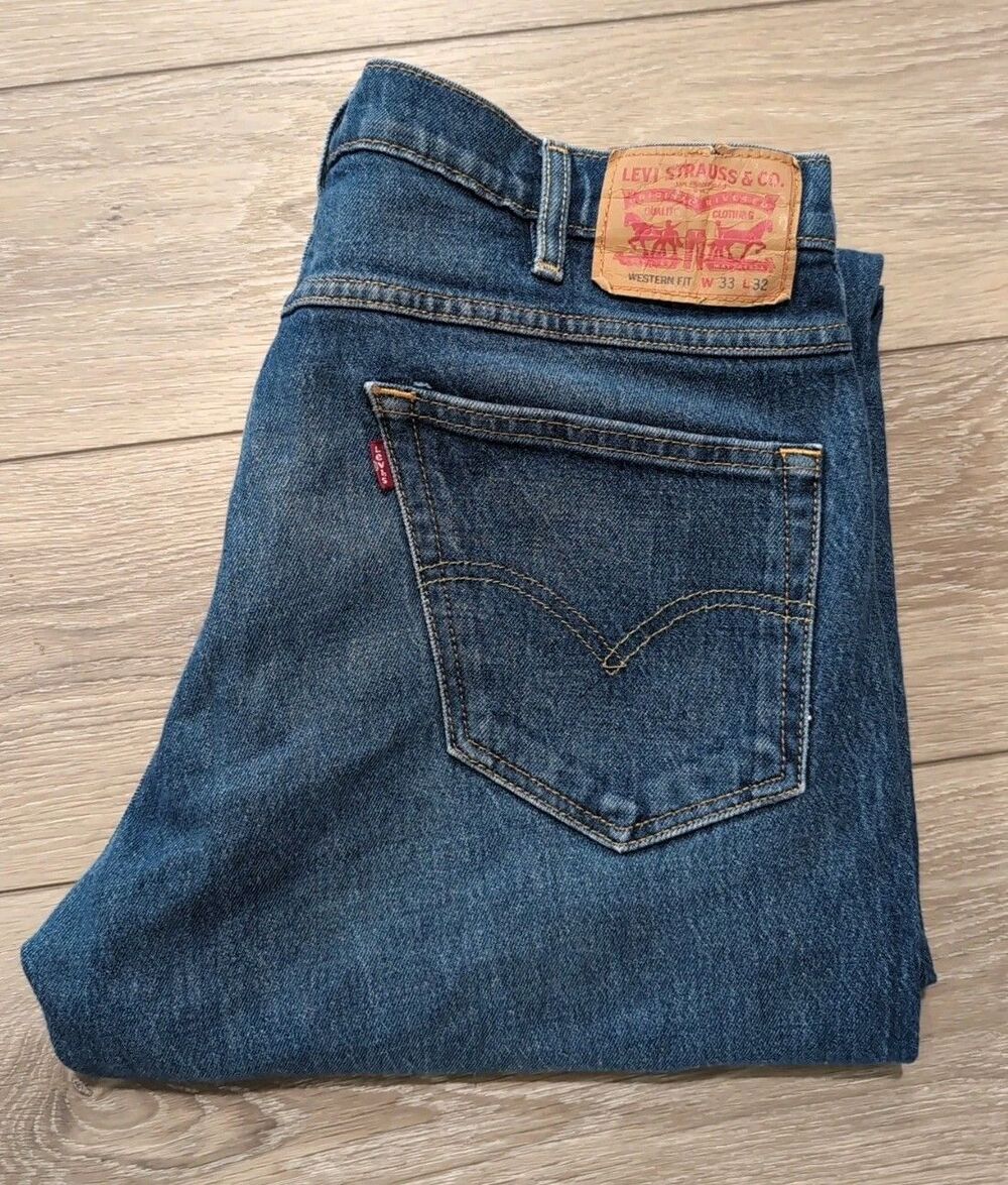 LEVI'S WESTERN FIT COWBOY JEANS LOOSE STRETCH MEN'S SZ 33 X 32 (34X32) EUC